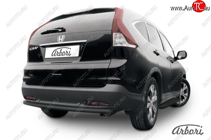 7 019 р. Защита заднего бампера Arbori (черная, 1 труба d57 mm). Honda CR-V RM1,RM3,RM4 дорестайлинг (2012-2015)  с доставкой в г. Тамбов