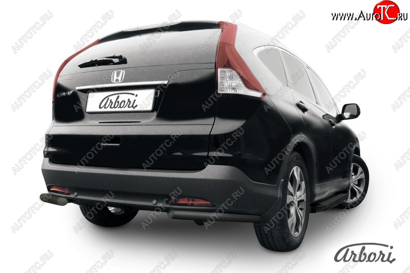 5 399 р. Защита заднего бампера Arbori (уголки, черная, 1 труба d57 mm). Honda CR-V RM1,RM3,RM4 дорестайлинг (2012-2015)  с доставкой в г. Тамбов