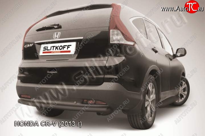 5 599 р. Защита заднего бампера из трубы d57 Slitkoff (дуга)  Honda CR-V  RM1,RM3,RM4 (2012-2015) дорестайлинг (Цвет: серебристый)  с доставкой в г. Тамбов