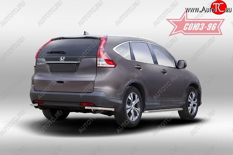 8 189 р. Защита заднего бампера из боковых уголков Souz-96 (d42) Honda CR-V RM1,RM3,RM4 дорестайлинг (2012-2015)  с доставкой в г. Тамбов