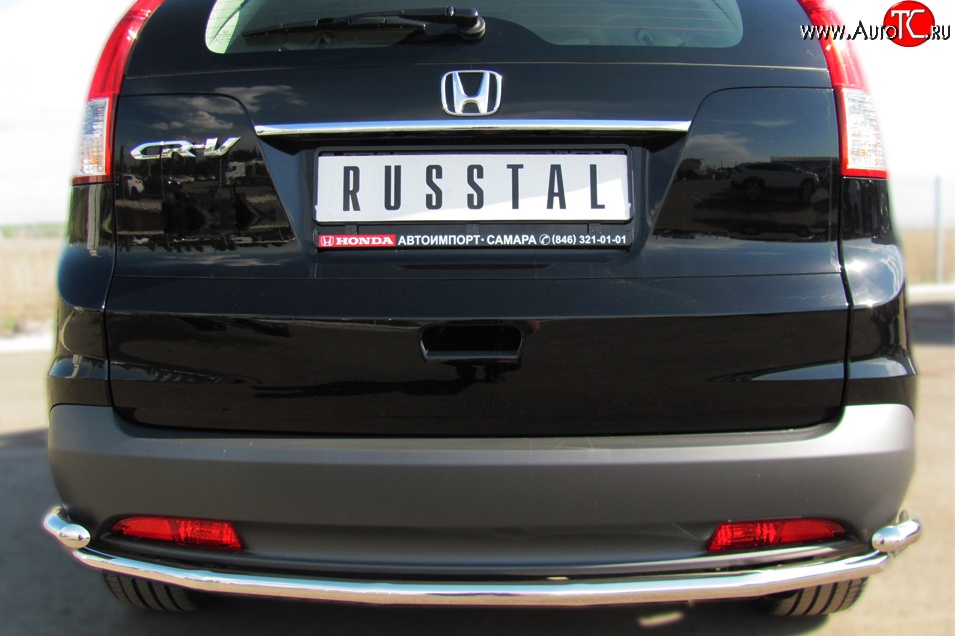 15 349 р. Защита заднего бампера (Ø42 мм с уголками, нержавейка) Russtal Honda CR-V RM1,RM3,RM4 дорестайлинг (2012-2015)  с доставкой в г. Тамбов