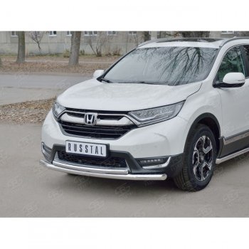 14 999 р. Защита переднего бампера (2 трубыØ63 и 42 мм, нержавейка) Russtal Honda CR-V RW,RT дорестайлинг (2016-2020)  с доставкой в г. Тамбов. Увеличить фотографию 1