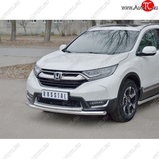 14 999 р. Защита переднего бампера (2 трубыØ63 и 42 мм, нержавейка) Russtal Honda CR-V RW,RT дорестайлинг (2016-2020)  с доставкой в г. Тамбов