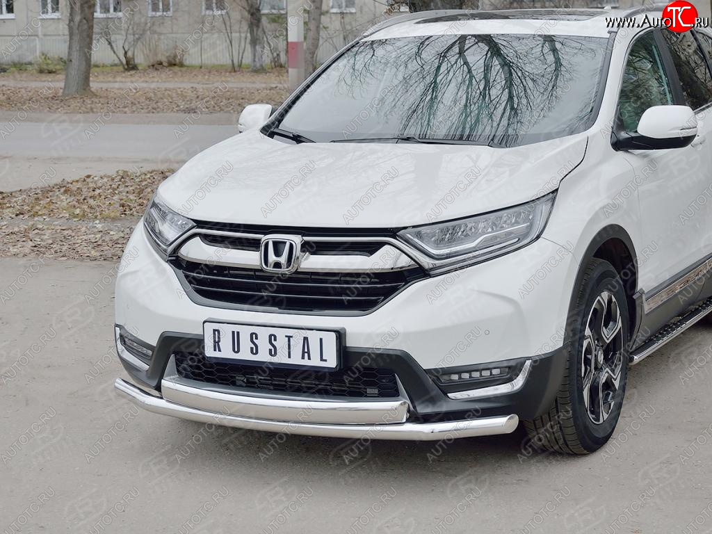 14 699 р. Защита переднего бампера (2 трубыØ63 и 75х42 мм, нержавейка) Russtal Honda CR-V RW,RT дорестайлинг (2016-2020)  с доставкой в г. Тамбов