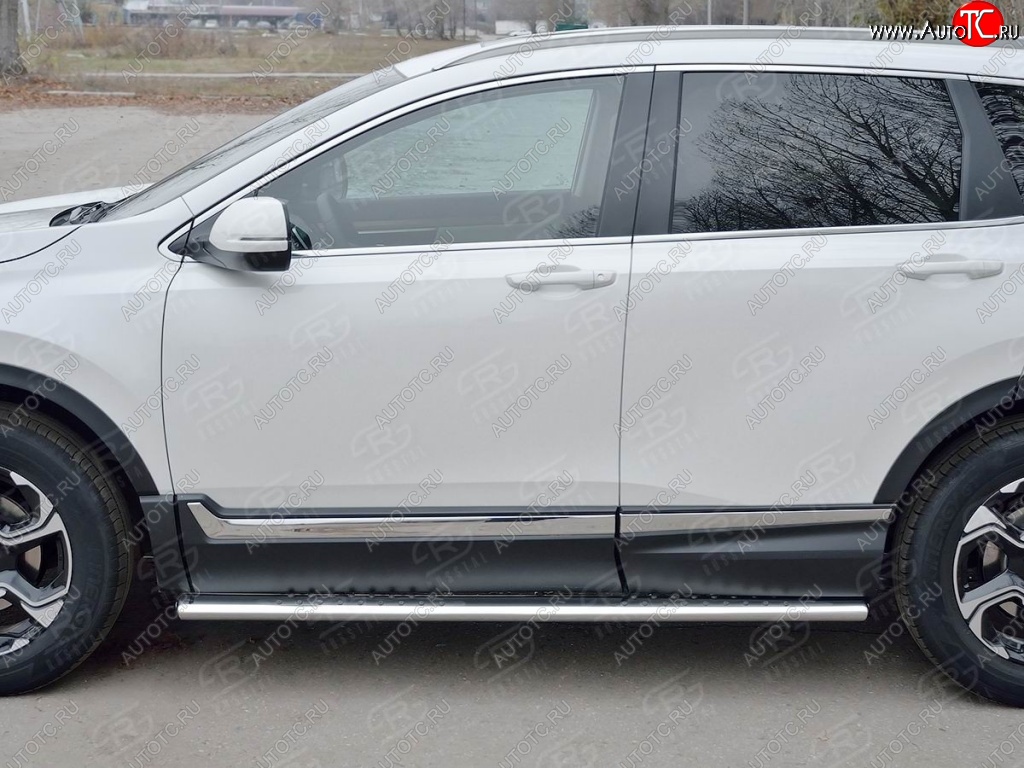 30 649 р. Защита порогов Russtal из овальной трубы d120х60 с проступью Russtal Honda CR-V RW,RT дорестайлинг (2016-2020)  с доставкой в г. Тамбов