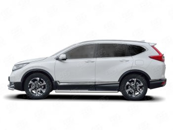 Защита порогов из круглой трубы диаметром 63 мм Russtal v3 Honda CR-V RW,RT дорестайлинг (2016-2020)