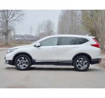 21 749 р. Защита порогов Russtal из овальной трубы d75х42 с проступью Russtal Honda CR-V RW,RT дорестайлинг (2016-2020)  с доставкой в г. Тамбов. Увеличить фотографию 2