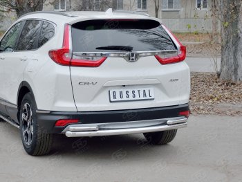 13 999 р. Защита заднего бампера (Ø63 и 42, дуги, нержавейка) Russtal Honda CR-V RW,RT дорестайлинг (2016-2020)  с доставкой в г. Тамбов. Увеличить фотографию 2