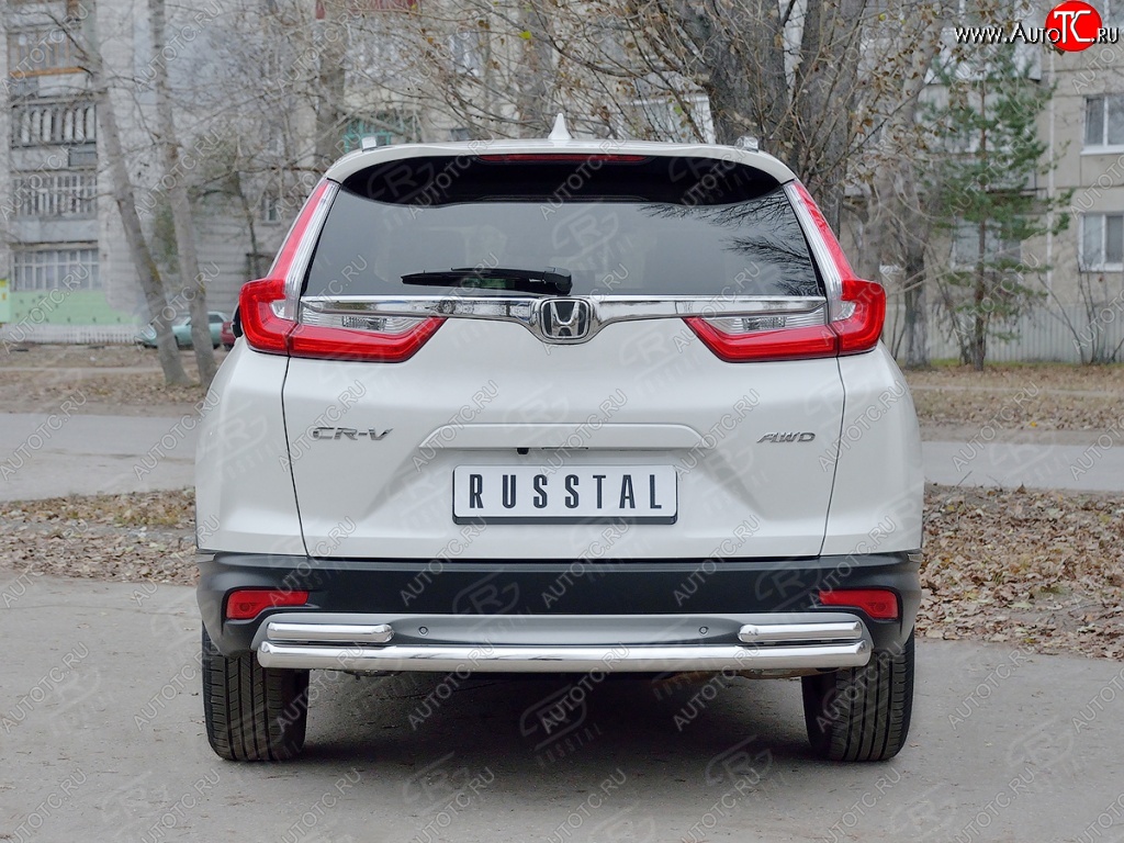 13 999 р. Защита заднего бампера (Ø63 и 42, дуги, нержавейка) Russtal Honda CR-V RW,RT дорестайлинг (2016-2020)  с доставкой в г. Тамбов