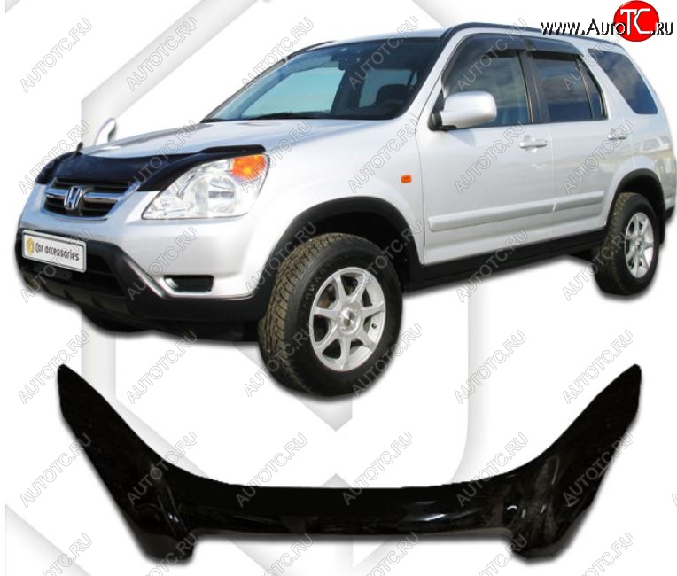 2 569 р. Дефлектор капота CA-Plastiс exclusive Honda CR-V RD4,RD5,RD6,RD7,RD9  дорестайлинг (2001-2004) (Classic черный, Без надписи)  с доставкой в г. Тамбов