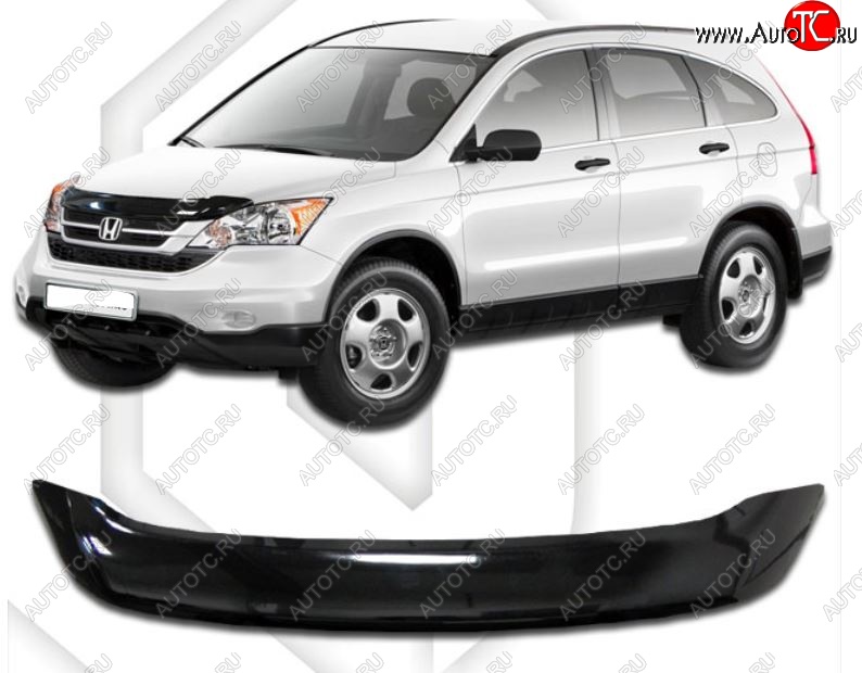 2 499 р. Дефлектор капота CA-Plastic  Honda CR-V  RE1,RE2,RE3,RE4,RE5,RE7 (2009-2012) рестайлинг (Classic черный, Без надписи)  с доставкой в г. Тамбов