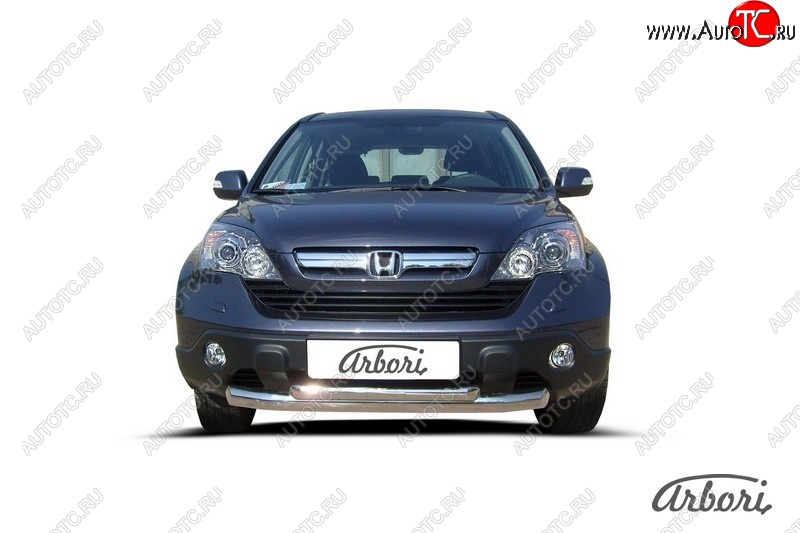 8 369 р. Защита переднего бампера Arbori (2 трубы d76 и 57 mm) Honda CR-V RE1,RE2,RE3,RE4,RE5,RE7 рестайлинг (2009-2012) (черная)  с доставкой в г. Тамбов