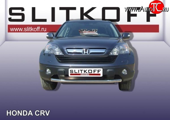 11 749 р. Одинарная защита переднего бампера из трубы диаметром 57 мм Slitkoff Honda CR-V RE1,RE2,RE3,RE4,RE5,RE7 рестайлинг (2009-2012) (Нержавейка, Полированная)  с доставкой в г. Тамбов