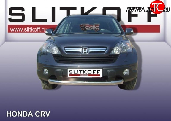 11 699 р. Одинарная защита переднего бампера диаметром 76 мм Slitkoff  Honda CR-V  RE1,RE2,RE3,RE4,RE5,RE7 (2009-2012) рестайлинг (Нержавейка, Полированная)  с доставкой в г. Тамбов