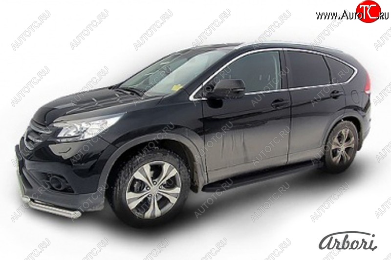 11 609 р. Порожки для ног Arbori Optima Black Honda CR-V RM1,RM3,RM4 дорестайлинг (2012-2015)  с доставкой в г. Тамбов