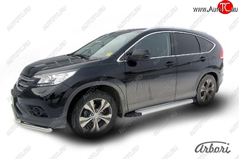 10 979 р. Порожки для ног Arbori Optima Silver Honda CR-V RM1,RM3,RM4 дорестайлинг (2012-2015)  с доставкой в г. Тамбов