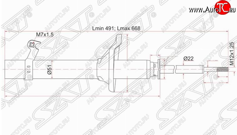 3 199 р. Левый амортизатор передний SAT  Honda HR-V ( GH1,GH2,  GH3, GH4,  GH1, GH2) (1998-2005) дорестайлинг 3 дв., дорестайлинг 5 дв., рестайлинг 3 дв., рестайлинг 5 дв.  с доставкой в г. Тамбов