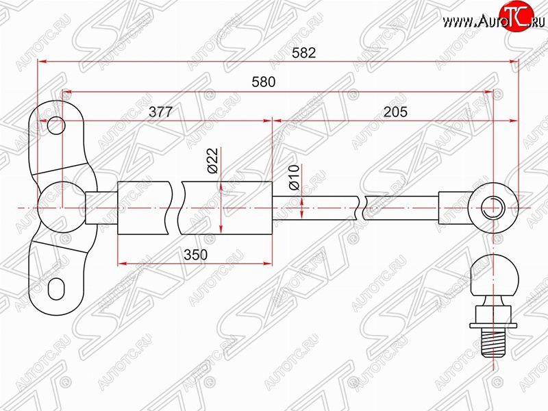 989 р. Левый упор крышки багажника SAT (газовый)  Honda Odyssey  2 (1999-2003)  с доставкой в г. Тамбов