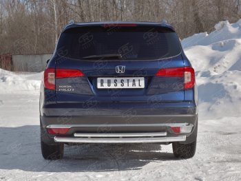 17 399 р. Защита заднего бампера (2 трубы Ø63 и 42 мм, нержавейка) SLITKOFF  Honda Pilot  YF6 (2016-2019) дорестайлинг  с доставкой в г. Тамбов. Увеличить фотографию 4