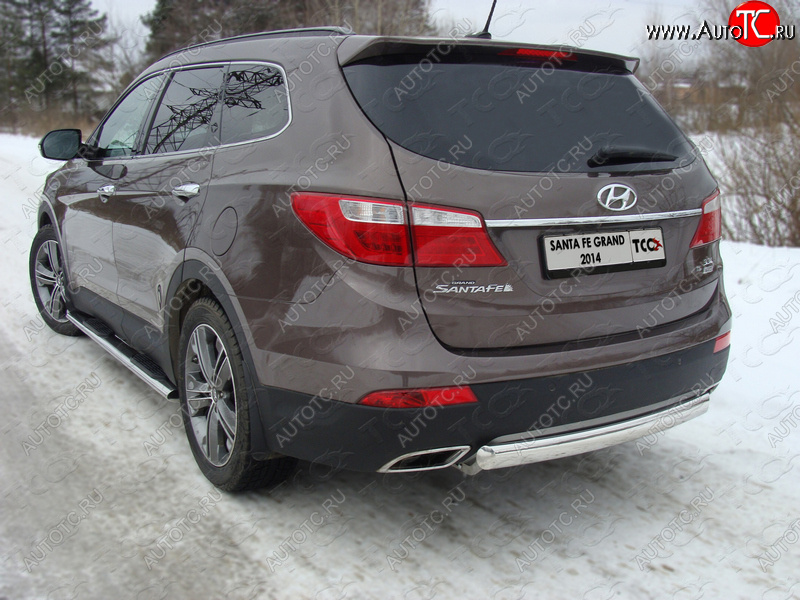 16 849 р. Защита заднего бампера (овальная) ТСС (нержавейка d 75х42 мм)  Hyundai Grand Santa Fe  1 DM (2013-2016) дорестайлинг  с доставкой в г. Тамбов