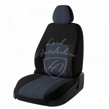 5 749 р. Чехлы для сидений Lord Autofashion Дублин (жаккард) Hyundai Accent седан ТагАЗ (2001-2012) (Черный, вставка Ёж Синий)  с доставкой в г. Тамбов. Увеличить фотографию 1