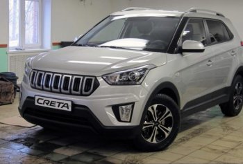 8 099 р. Решётка радиатора Next  Hyundai Creta  GS (2015-2021) дорестайлинг, рестайлинг (цвет: Чёрный матовый с серебристым выделением ноздрей)  с доставкой в г. Тамбов. Увеличить фотографию 1