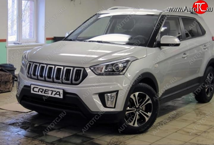 8 099 р. Решётка радиатора Next  Hyundai Creta  GS (2015-2021) дорестайлинг, рестайлинг (цвет: Чёрный матовый с серебристым выделением ноздрей)  с доставкой в г. Тамбов