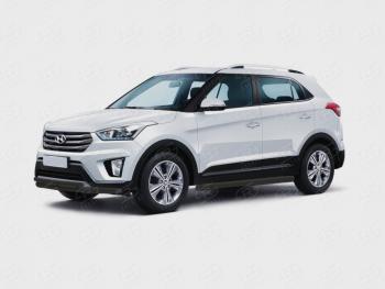 Защита переднего бампера (2 трубы Ø63 и 42 мм, окрашенная) SLITKOFF Hyundai (Хюндаи) Creta (Крета)  GS (2015-2021) GS дорестайлинг, рестайлинг  (черный)