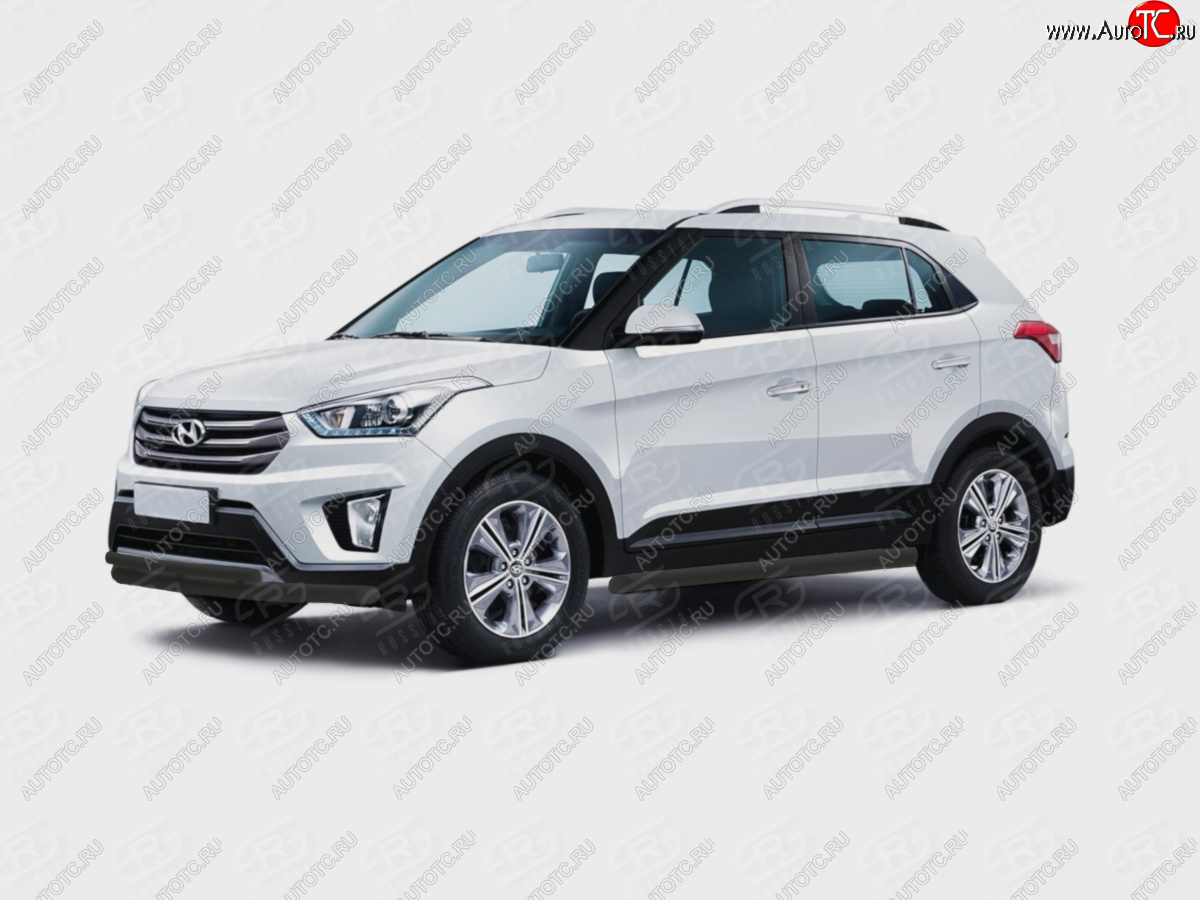 11 399 р. Защита переднего бампера (2 трубы Ø63 и 42 мм, окрашенная) SLITKOFF Hyundai Creta GS рестайлинг (2019-2021) (черный)  с доставкой в г. Тамбов