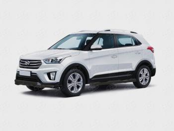 Защита порогов (Ø76 мм, с проступью) Russtal Hyundai Creta GS рестайлинг (2019-2021)