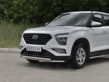 14 999 р. Защита переднего бампера (2 трубы Ø42 мм, нержавейка) SLITKOFF  Hyundai Creta  SU (2020-2022)  с доставкой в г. Тамбов. Увеличить фотографию 2