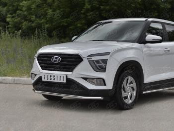 12 499 р. Защита переднего бампера (Ø42 мм, нержавейка) Russtal Hyundai Creta SU (2020-2022)  с доставкой в г. Тамбов. Увеличить фотографию 2