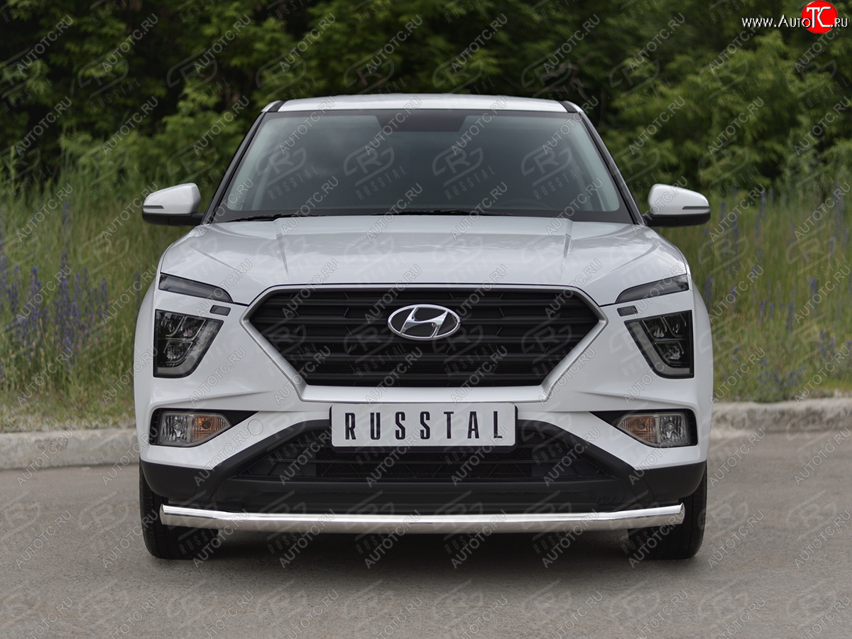 13 549 р. Защита переднего бампера (Ø63 мм, нержавейка) Russtal Hyundai Creta SU (2020-2022)  с доставкой в г. Тамбов