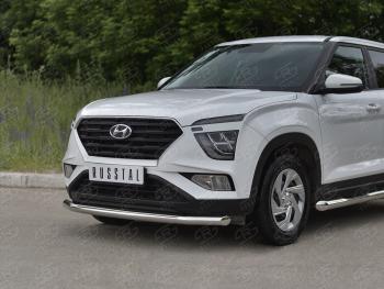 13 549 р. Защита переднего бампера (Ø63 мм, нержавейка) Russtal Hyundai Creta SU (2020-2022)  с доставкой в г. Тамбов. Увеличить фотографию 2