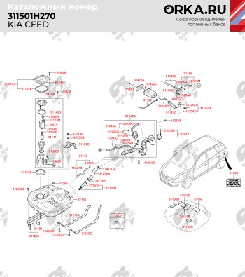 14 649 р. Бак топливный BAKPLAST (53 л., пластиковый) KIA Ceed 2 JD рестайлинг универсал (2015-2018)  с доставкой в г. Тамбов. Увеличить фотографию 2