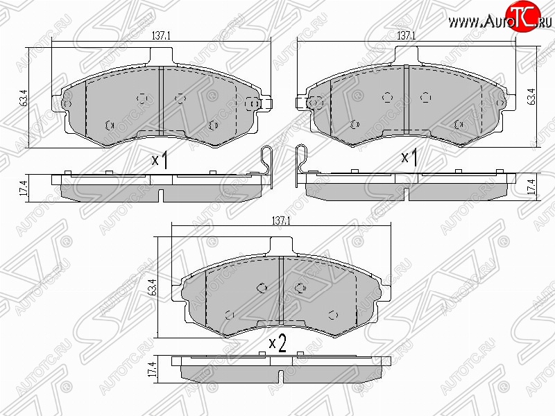 989 р. Колодки тормозные SAT (передние)  Hyundai Elantra  XD (2000-2003) седан дорестайлинг  с доставкой в г. Тамбов