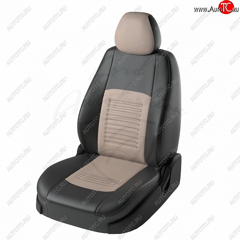 8 749 р. Чехлы для сидений Lord Autofashion Турин (экокожа) Hyundai Elantra HD (2006-2011) (Чёрный, вставка бежевая)  с доставкой в г. Тамбов