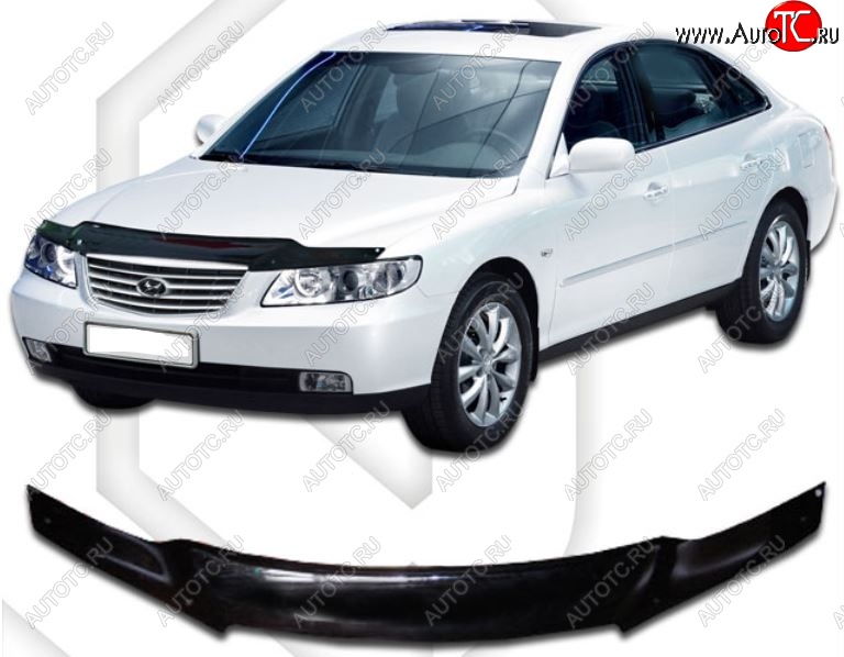 2 159 р. Дефлектор капота CA-Plastic  Hyundai Grandeur  TG (2005-2009) дорестайлинг (Classic черный, Без надписи)  с доставкой в г. Тамбов