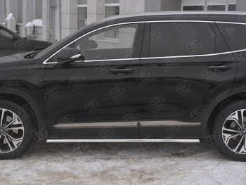 14 299 р. Защита порогов из трубы d42 Russtal Hyundai Santa Fe TM рестайлинг (2020-2022) (Вариант 1 (со скосами на торцах))  с доставкой в г. Тамбов. Увеличить фотографию 3