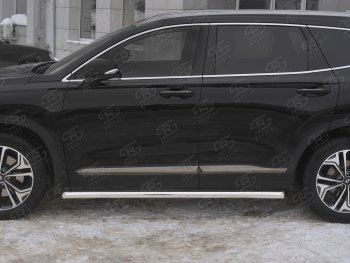 15 799 р. Пороги из трубы d63 Russtal Hyundai Santa Fe TM рестайлинг (2020-2022) (Вариант 1 (со скосами на торцах))  с доставкой в г. Тамбов. Увеличить фотографию 3