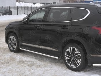 Пороги из трубы 120х60 овал с проступью Russtal Hyundai Santa Fe TM рестайлинг (2020-2022)