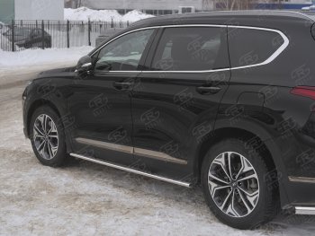 Пороги из труб 75х42 с проступью Russtal Hyundai Santa Fe TM рестайлинг (2020-2022)