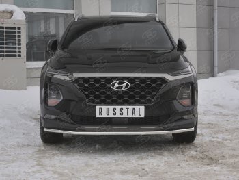 Защита переднего бампера (Ø42 мм, нержавейка) Russtal Hyundai Santa Fe TM дорестайлинг (2018-2021)