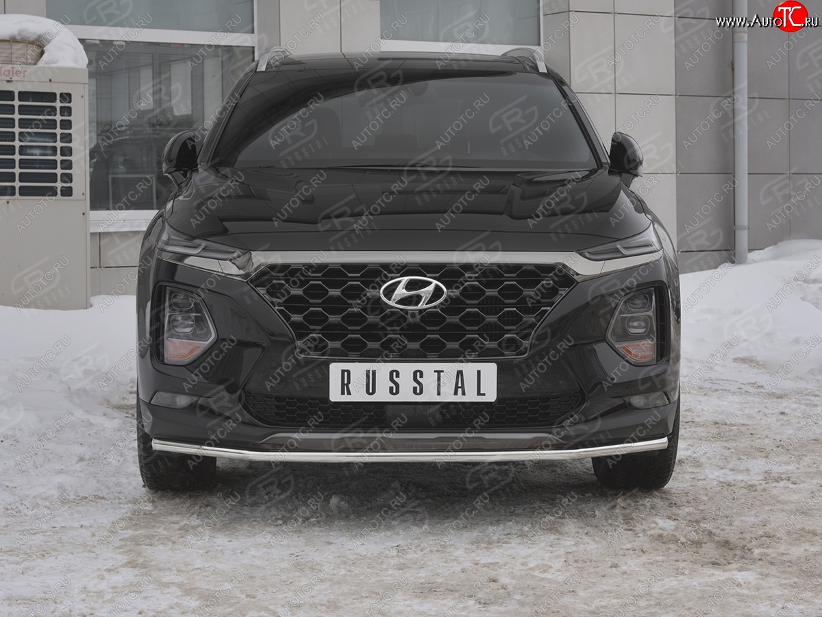 13 499 р. Защита переднего бампера (Ø42 мм, нержавейка) SLITKOFF  Hyundai Santa Fe  TM (2018-2021) дорестайлинг  с доставкой в г. Тамбов