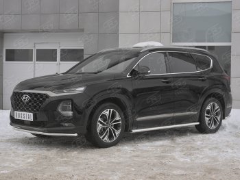 13 499 р. Защита переднего бампера (Ø42 мм, нержавейка) SLITKOFF  Hyundai Santa Fe  TM (2018-2021) дорестайлинг  с доставкой в г. Тамбов. Увеличить фотографию 2