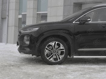 13 499 р. Защита переднего бампера (Ø42 мм, нержавейка) SLITKOFF  Hyundai Santa Fe  TM (2018-2021) дорестайлинг  с доставкой в г. Тамбов. Увеличить фотографию 3