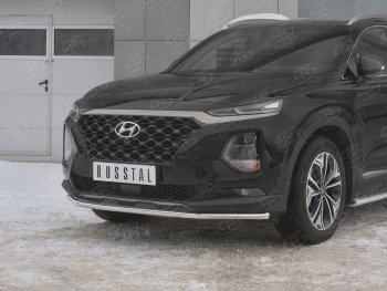 13 499 р. Защита переднего бампера (Ø42 мм, нержавейка) SLITKOFF  Hyundai Santa Fe  TM (2018-2021) дорестайлинг  с доставкой в г. Тамбов. Увеличить фотографию 4