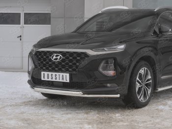 19 299 р. Защита переднего бампера из труб d42 SLITKOFF Hyundai Santa Fe TM дорестайлинг (2018-2021)  с доставкой в г. Тамбов. Увеличить фотографию 3