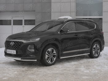 19 299 р. Защита переднего бампера из труб d42 SLITKOFF Hyundai Santa Fe TM дорестайлинг (2018-2021)  с доставкой в г. Тамбов. Увеличить фотографию 4