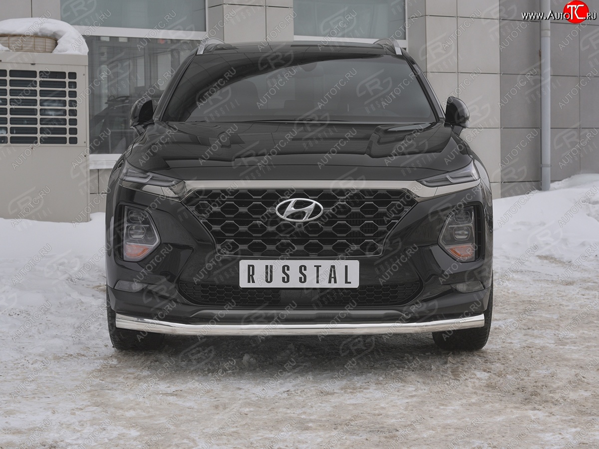 12 999 р. Защита переднего бампера (Ø63 мм, нержавейка) Russtal Hyundai Santa Fe TM дорестайлинг (2018-2021)  с доставкой в г. Тамбов